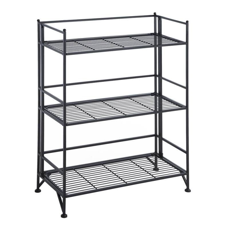 Convenience Concepts Xtra Storage 3 Tier Wide Folding Metal Shelf - Black