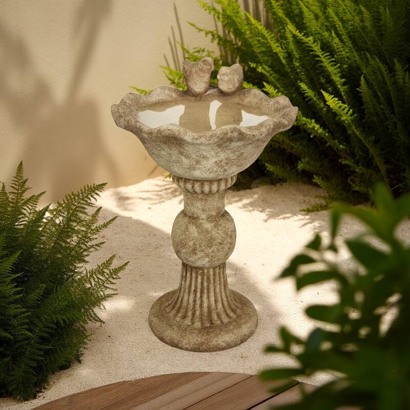 Ivina Bird Bath Feeder, Brown Terracotta, Cute Decorative, 16 Inch