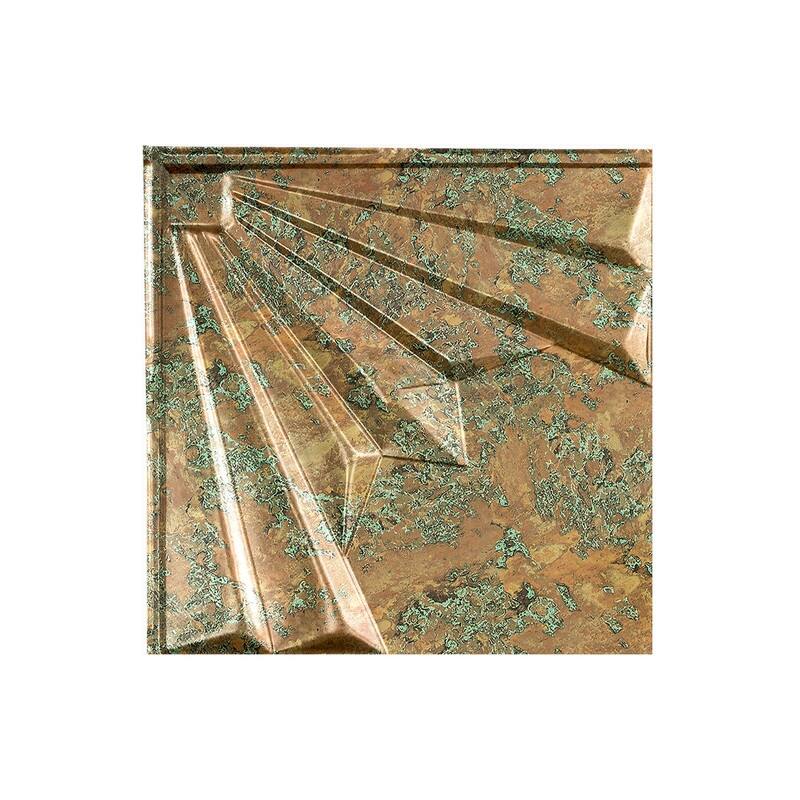 FASÄDE Art Deco Decorative Vinyl 2ft x 4ft Glue Up Ceiling Panel in Copper Fantasy (5 Pack) - 12in x 12in Sample - Copper Fantasy