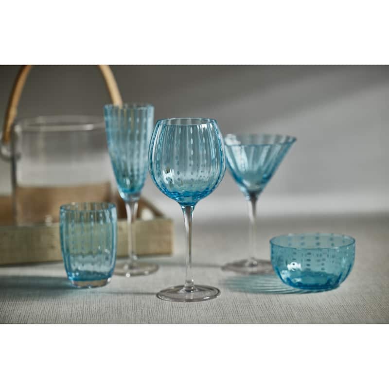 Pescara White Dot Wine Glasses, Set of 4