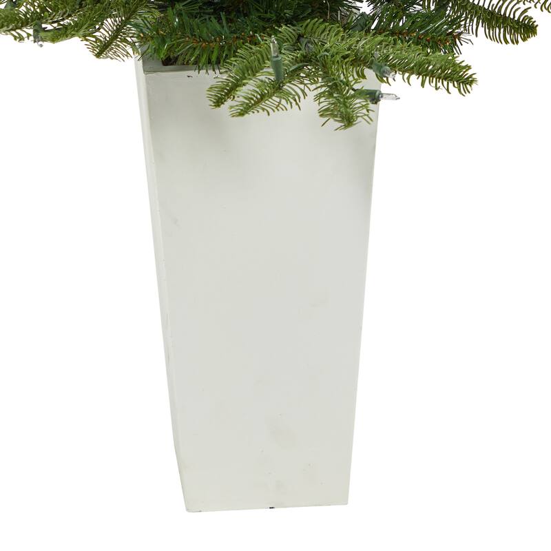 4.5' Artificial Christmas Tree with 100 LED Lights in White Planter