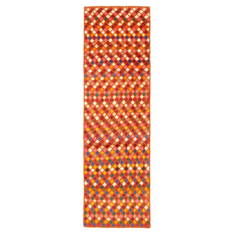 ECARPETGALLERY Hand-knotted Afghan Burnt Orange Wool Rug - 2'9 x 9'7 - Burnt Orange - 2'9 x 9'7