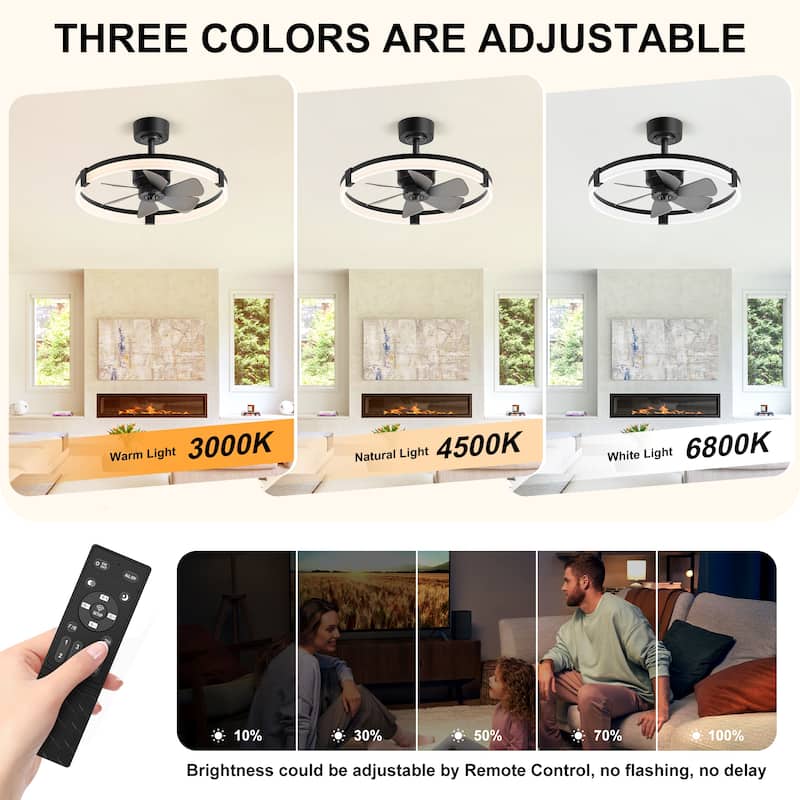 20"/23" Low Profile Dimmable Smart Ceiling Fan with Lights and Remote(6/7 ABS Blades)