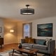 preview thumbnail 22 of 71, 3-Light 20"W Drum Fabric Semi Flush Mount Pendant Chandelier