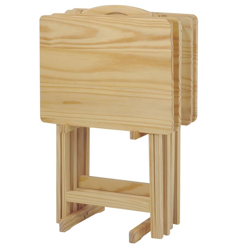 Porch & Den Laflin Solid Wood Traditional 5-piece Tray Table Set