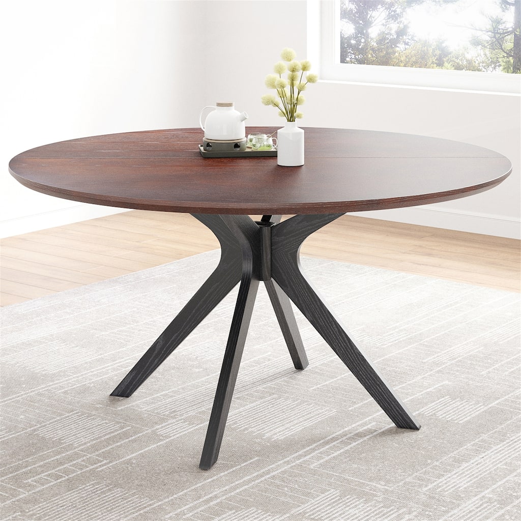 47.2" Solid Wood Round Dining Kitchen Table for 4-6 People