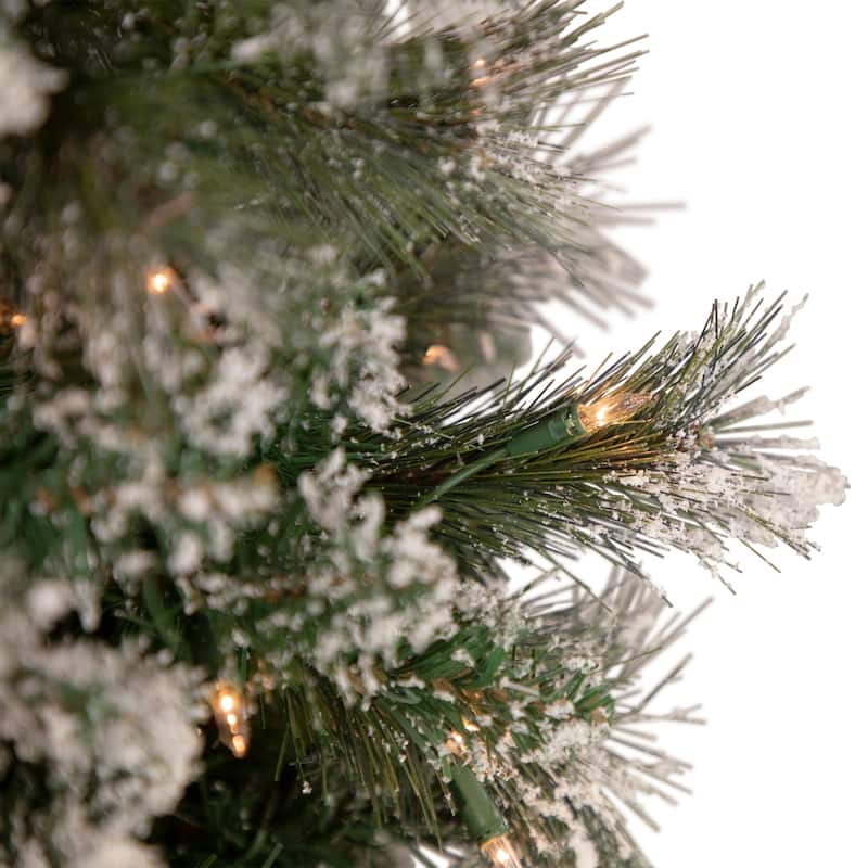 6.5' Pre-lit Snow Valley Pine Artificial Christmas Tree Clear Lights
