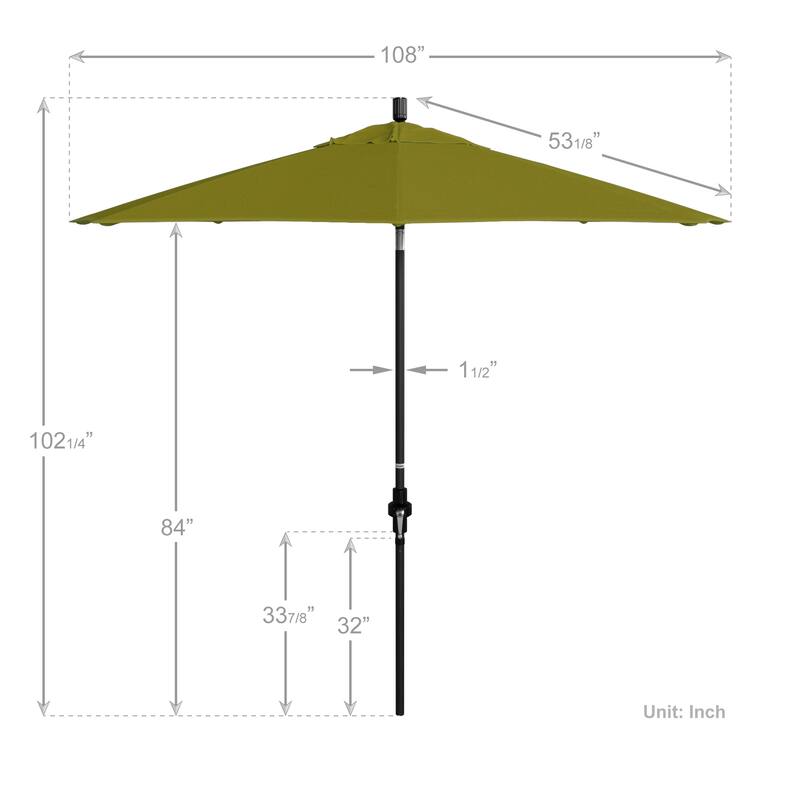 California Umbrella 9' Rd Golden State Series Patio Umbrella Black Aluminum Frame Crank Lift Collar Tilt Olefin Royal Blue