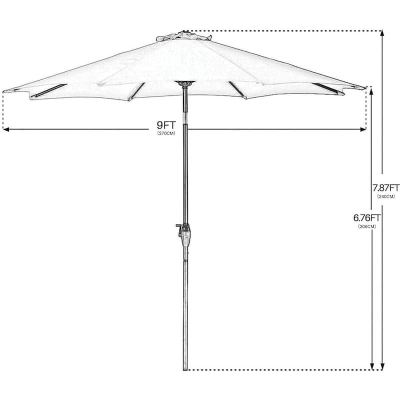 9FT Outdoor Market Patio Umbrella with Push Button Tilt and Crank,Table Umbrella,Swimming Pool Umbrella