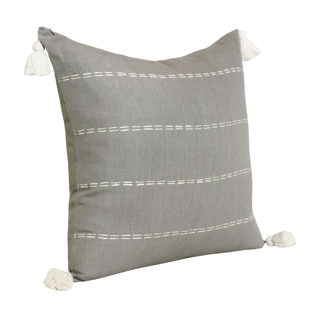 Sevita Hand-Woven Striped Linen Throw Pillow, 20" x 20"