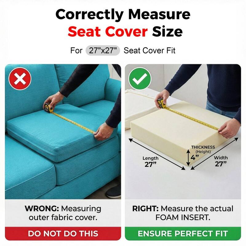 FINCATI 27" × 27" Sectional Cushion Slipcover, Outdoor Cushion Replacement Cover, Patio Seat Cover 27 Inches (COVER ONLY!)