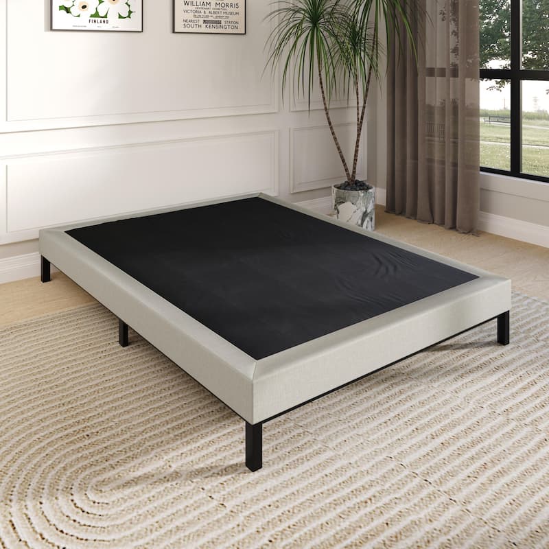 Clayfell Walpi 5" Metal Box Spring / Bed Foundation - Warm Gray/Black, Durable Metal Construction