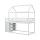 preview thumbnail 10 of 21, Charming Twin over Twin House Bunk Bed with Roof, Shelves, and Drawers, Sturdy Pine Wood Construction, Space-Saving for Kids
