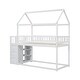 preview thumbnail 18 of 17, Twin Wood House Bunk Bed with Shelves & Drawers