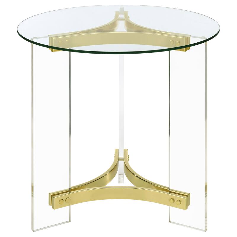 Janessa Round Glass Top Acrylic Leg End Table Clear