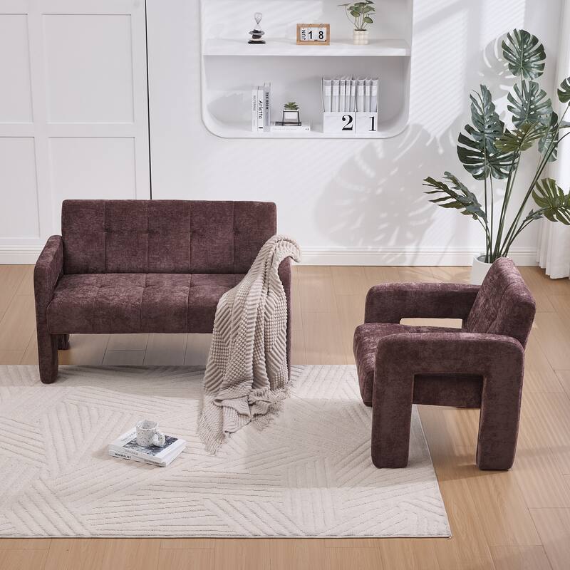 Nordic Modern Double Armchair Compact Upholstered Sofa Leisure Sofa Comfortable Seating with Dual Armrests Can be paired