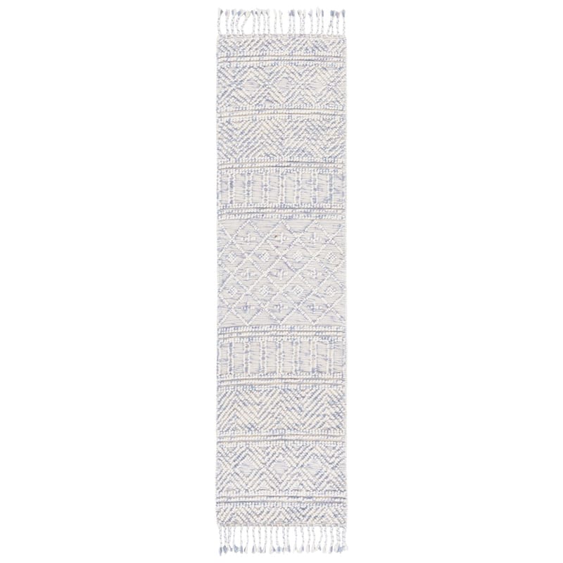 SAFAVIEH Handmade Natura Pamfilia Moroccan Boho Wool Rug - 2'3" x 9' Runner - Grey/Ivory