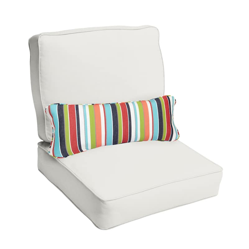 Sorra Home Oakley Sunbrella Solid Indoor/ Outdoor Corded Chair Cushion Set and Lumbar Pillow