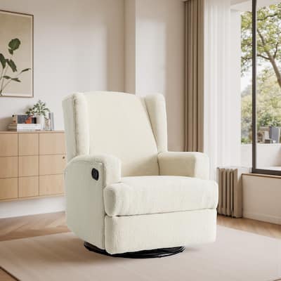 31'' W Wingback Manual Glider Swivel Rocker Recliner Nursery Chair