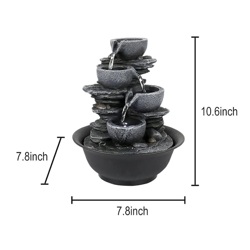 10.6-inch Indoor Tabletop Water Fountain Relaxing Water Feature