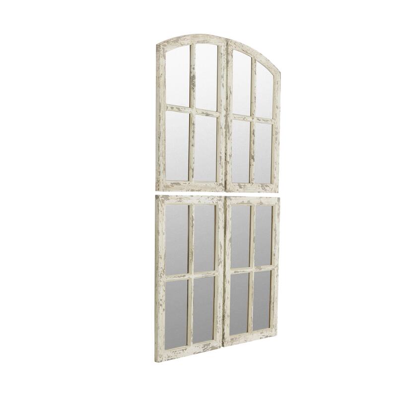 Raelynn Arch Window Pane Mirrors (Set of 4) - White