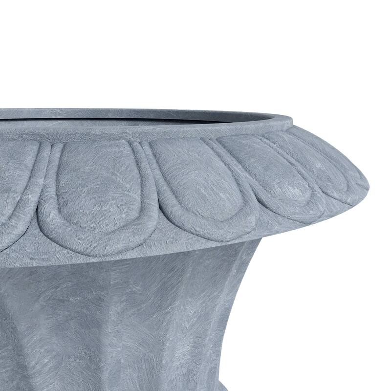 Lotus Elegant Urn Planter Pot in Fiberstone and MgO Clay with Drainage Holes for Indoor Outdoor Home Office Yard Patio Decor