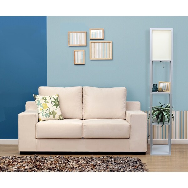 Simple designs floor lamp etagere organizer storage shelf with linen shade on sale