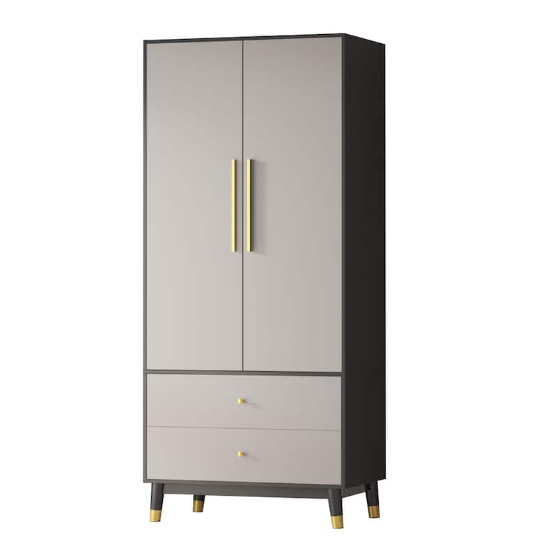 70.9"H Armoires & Wardrobe Two Drawers Hanging Storage Closet Cabinet