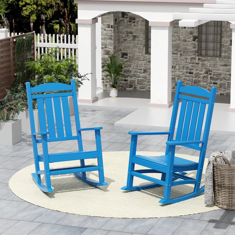 Laguna Hdpe All Weather Outdoor Patio Rocking Chair (Set of 2) - Pacific Blue