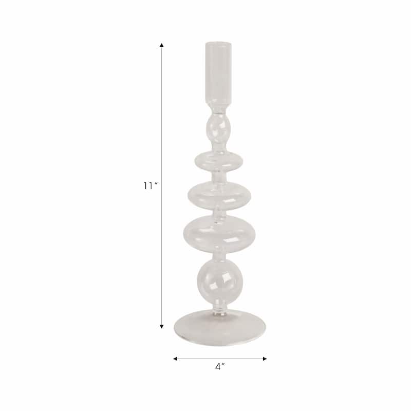 Sculptural Glass Candle Holder with Rounded Accent Base - Modern Tabletop Candle Holder for Any Room