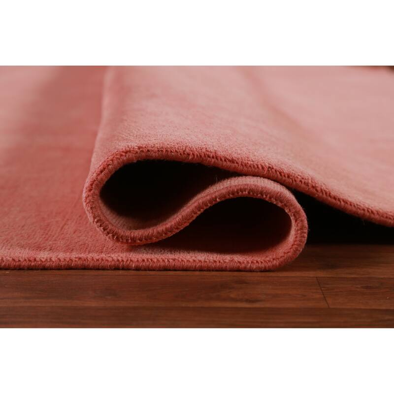 Hand Knotted Oriental 100% Wool Carpet Modern Solid Coral Gabbeh Area Rug - 12' 2'' X 9' 0''
