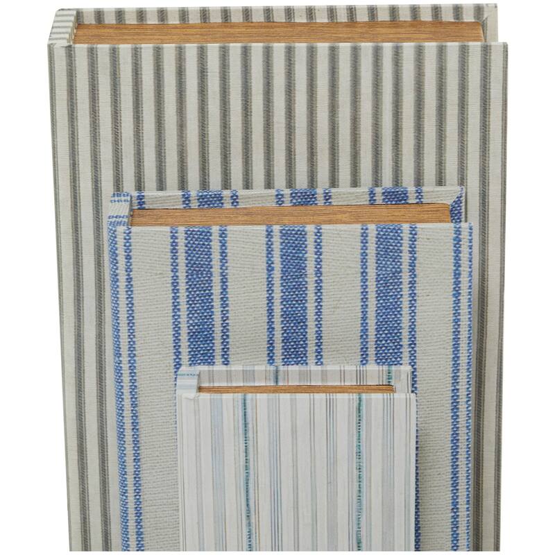 Burlap Leather Canvas Book Box Various Designs (Set of 3)