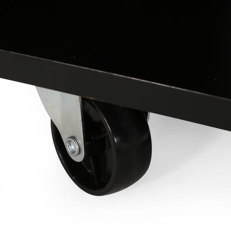 Multi-Functional Kitchen Cart with 2 Drawers, Cabinet, and Shelves - Rubberwood Top and Locking Wheels