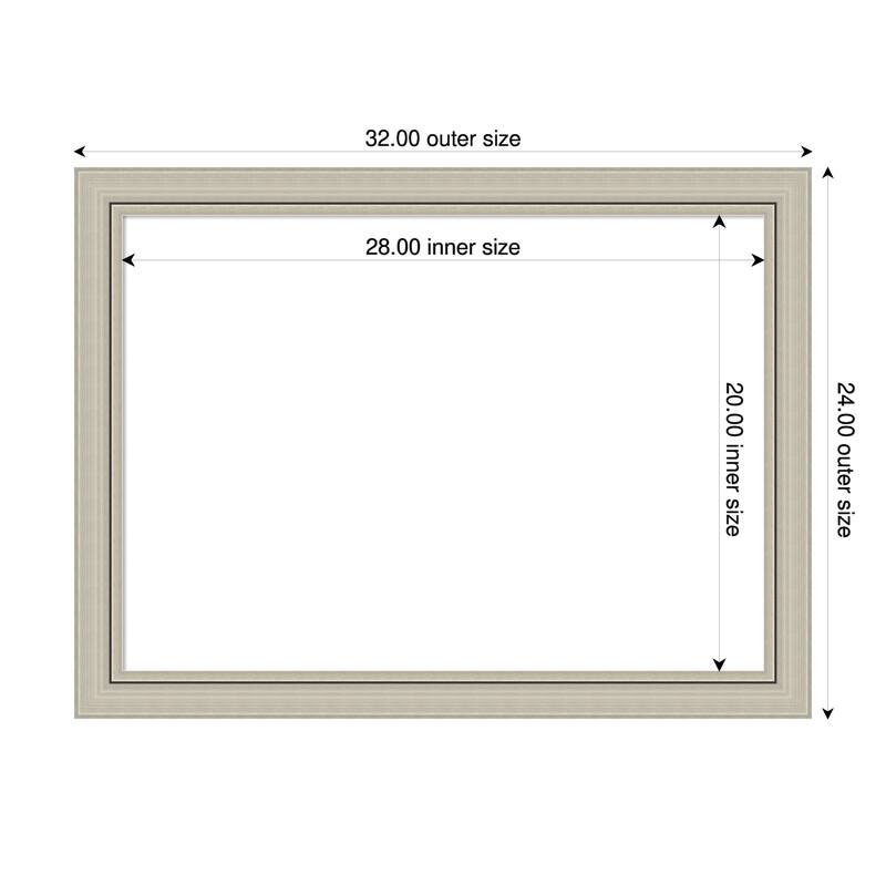 Amanti Art Romano Silver Narrow Framed Dry Erase Magnetic Board - 32 x 24 in