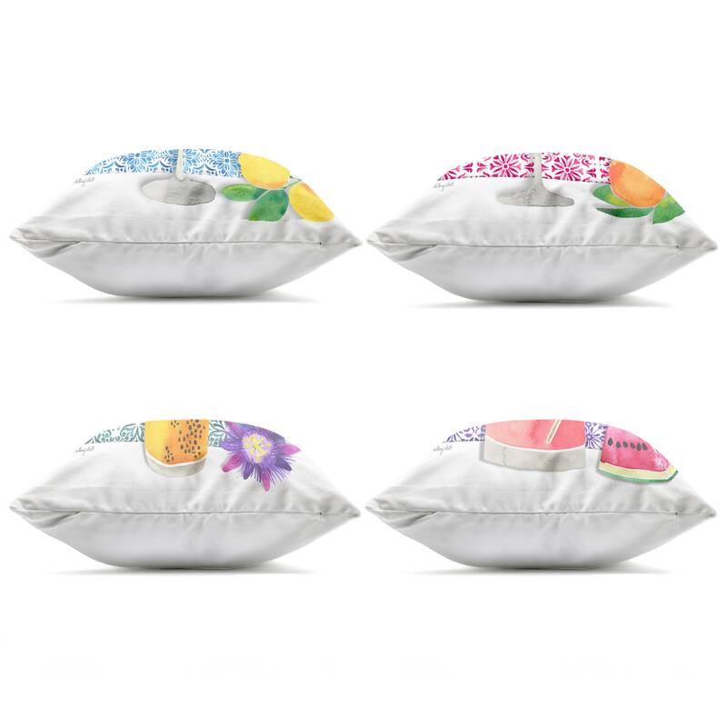 Stupell Mediterranean Mixed Drinks Printed Outdoor Throw Pillow Design by Hillary Holt (Set of 4)