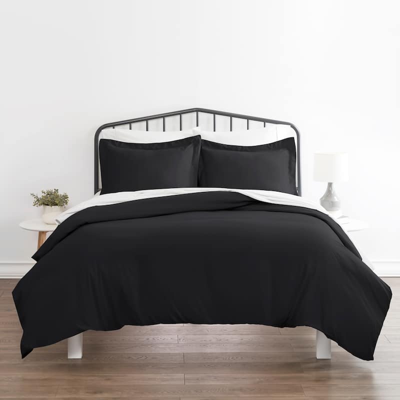 Home Collection Hotel Quality 3-Piece Oversized Duvet Cover Set - Black - King - Cal King