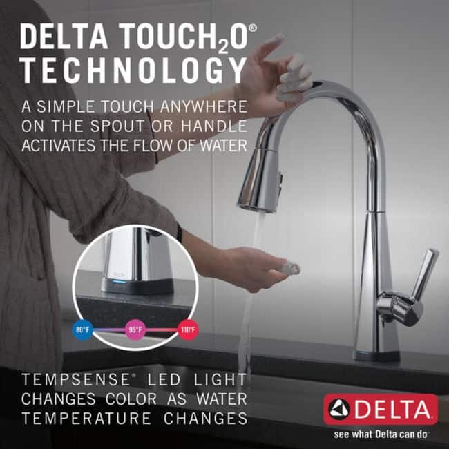 Delta Lenta Pull-Down Kitchen Faucet with On/Off Touch Activation,