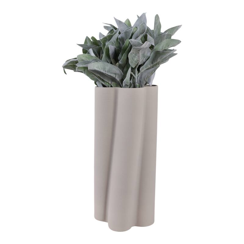 Porcelain Vase Sculptural Vertical Wave Design with Curved Silhouette