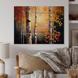 Designart 'Autumn Birch Trees Forest II' Landscape Forest Wood Wall Art ...