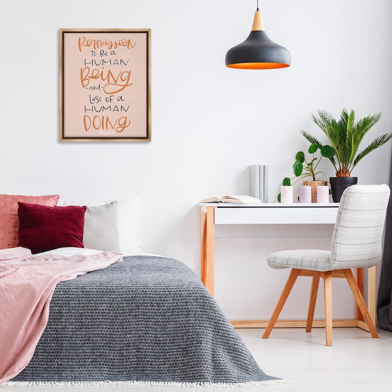 Stupell Permission To Be Human Framed Floater Canvas Wall Art Design By Mandy Ford Art + Illustration