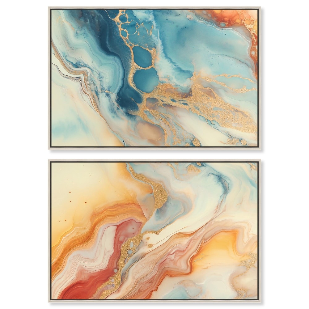 Marbled Sunrise I Canvas Set of 2 by Art Remedy
