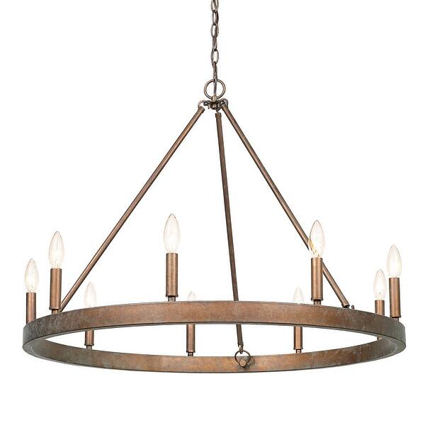 slide 2 of 4, Carraway 9 Light Chandelier - Copper Patina