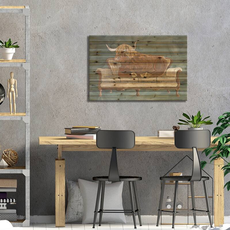 Cowches III Print On Wood by Cindy Jacobs - Multi-Color