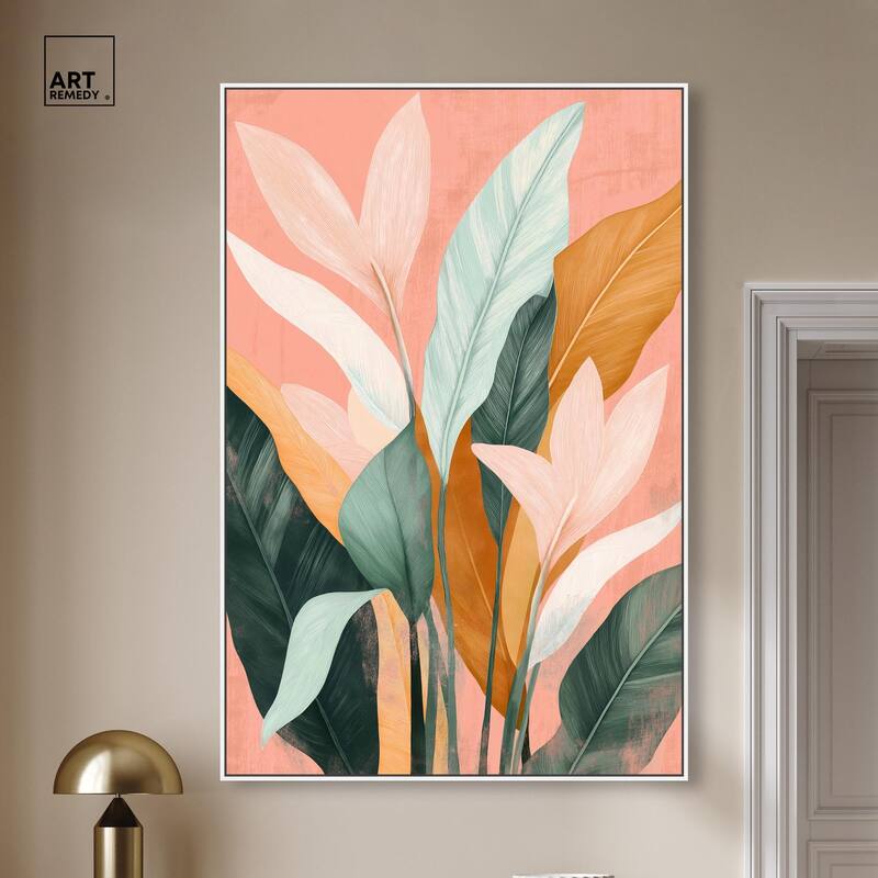 Peach and Palm Canvas by Art Remedy