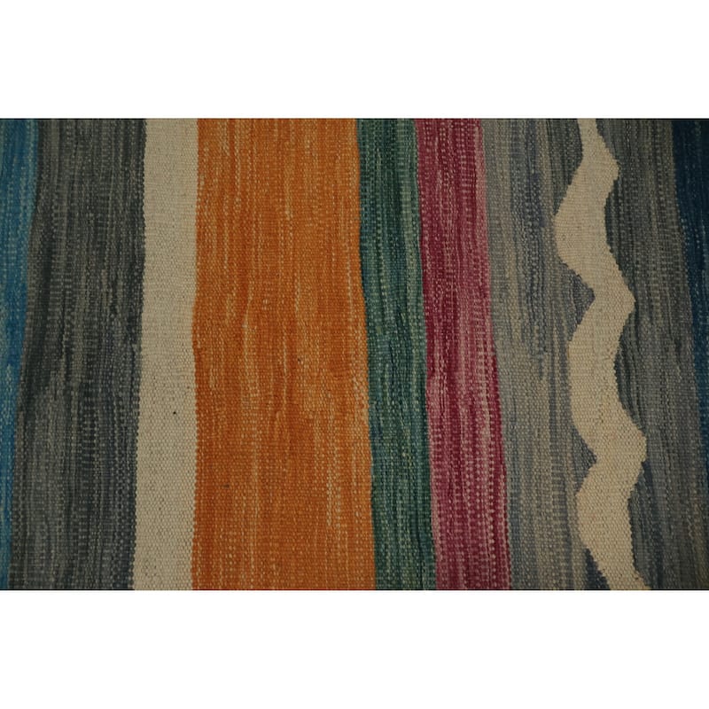 Hand Woven Oriental 100% Wool Carpet Southwestern Modern Multi-Colored Kilim Area Rug - 10' 9'' X 8' 0''