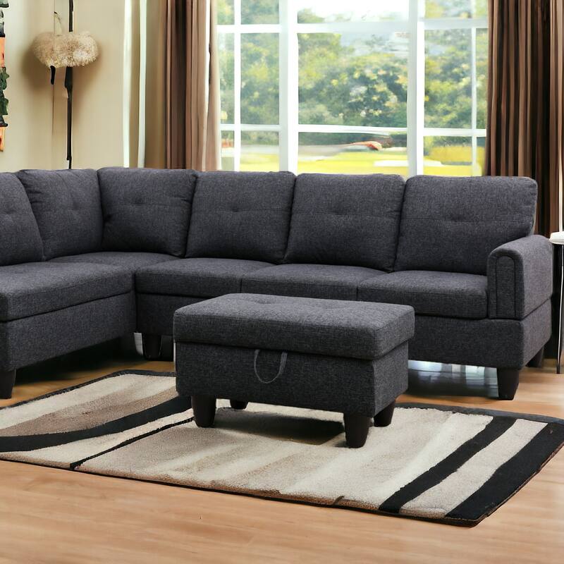 KISRAIS 28.5" Wide Upholstered Storage Ottoman