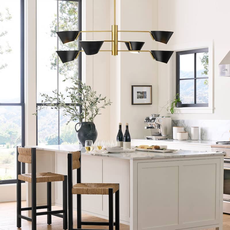 4/6-Light Mid-Century Modern Linear Sputnik Large Chandelier for Living Room 2/3-Tiered Industrial Cone Pendant Lighting