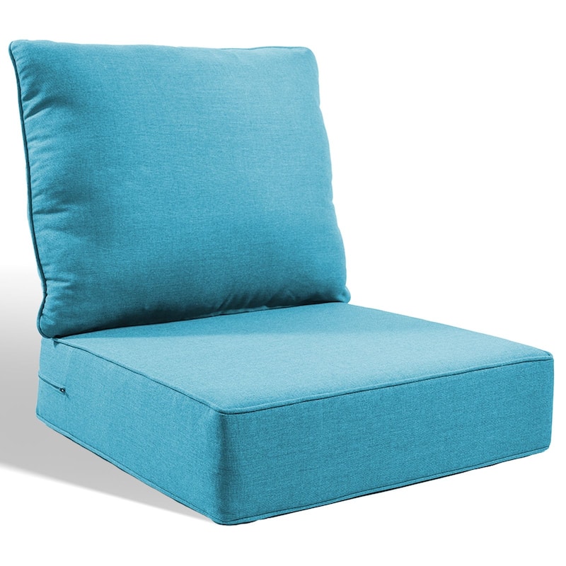Pocassy 24x24x6 Inch Thick Cushions Pillows Set Indoor Outdoor Deep Seat Water & Fade Resistant - Light Blue Cushion - 1 Set Seat & Back Cushion