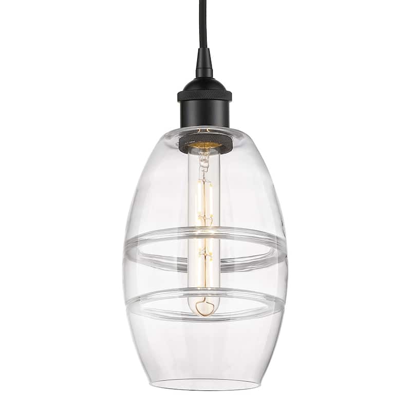 Innovations Lighting 616-1P 8 6 Vaz Pendant Vaz 6" Wide Cord-Hung Mini - Matte Black / Clear