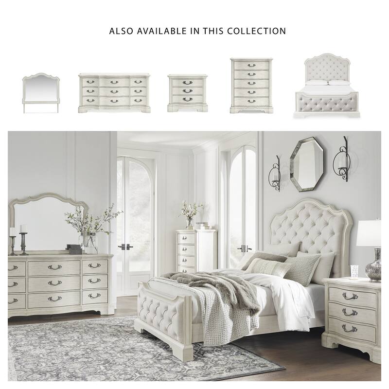 Signature Design by Ashley Arlendyne Antique White/Beige Upholstered Panel Bed